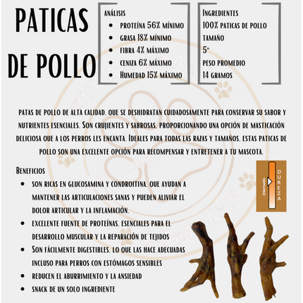 Paticas de Pollo Deshidratadas Bombonera