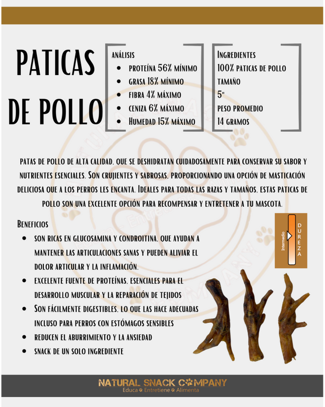 Paticas de Pollo Deshidratadas Bombonera