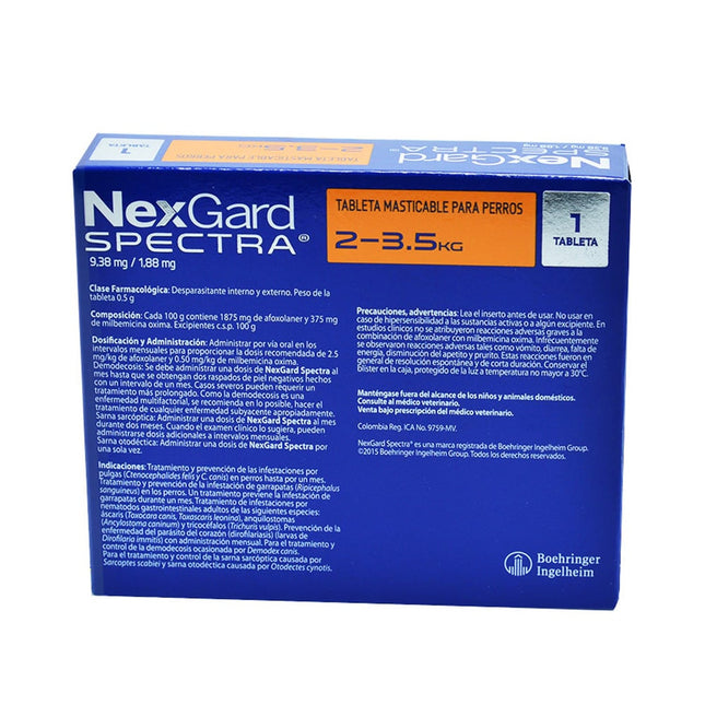 Desparasitante Nexgard Spectra Interno y Externo