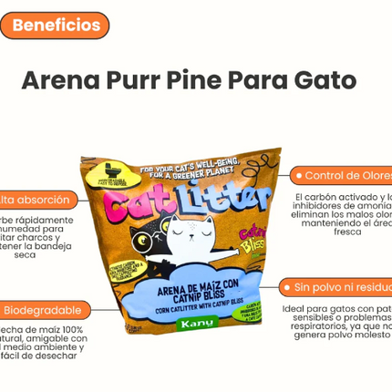 Arena 100% Maiz con Catnip Bliss, Hierba Gatuna
